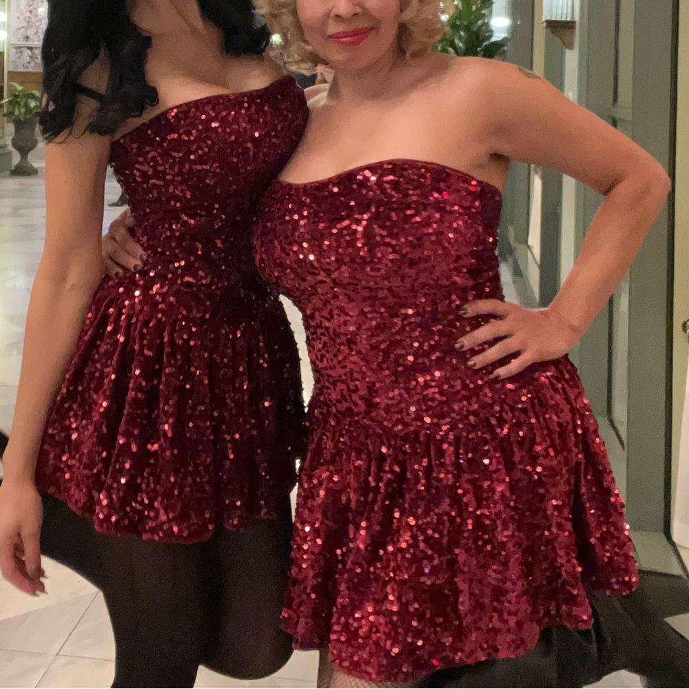 Altar'd State Red Sequin Mini Dress